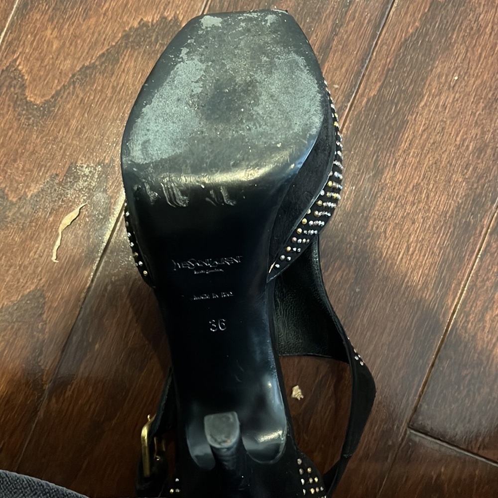 YSL black suede and gold studded heels - Picture 4 of 8